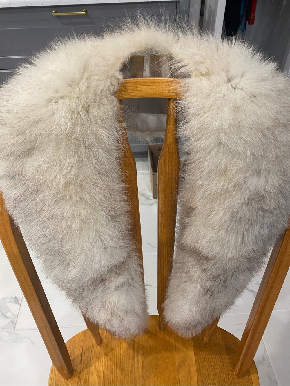 Cream Fur Collar Wrap- Elegant Neck Scarf